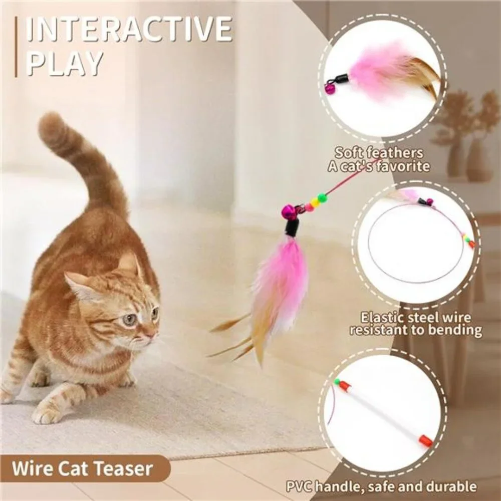 25-Piece Cat Toys Kit with Rainbow Tunnel - Interactive Cat Toy Bundle